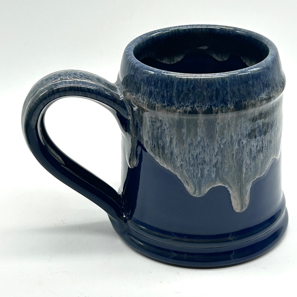 Deneen Pottery Handthrown Mug - 12 oz Blue Drip Glaze - Love Your Melon 2017 USA - Picture 3 of 9